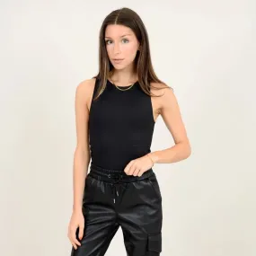 SECOND SKIN BY RD STYLE WOMEN'S ROXANNA SLEEVELESS CREWNECK BODYSUIT- BLACK