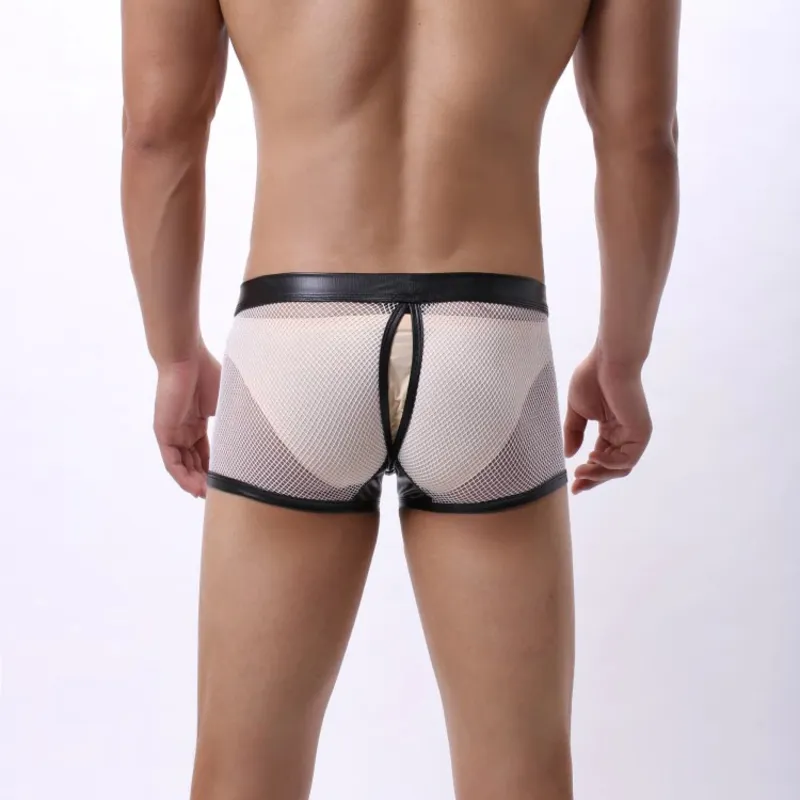 Sexy Breathable Men's Boxers / Mesh See-Through Underwear / Separatable Front Panties