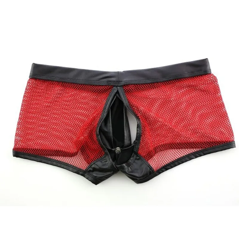 Sexy Breathable Men's Boxers / Mesh See-Through Underwear / Separatable Front Panties