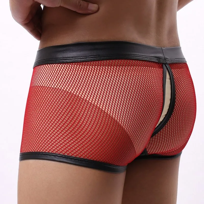 Sexy Breathable Men's Boxers / Mesh See-Through Underwear / Separatable Front Panties