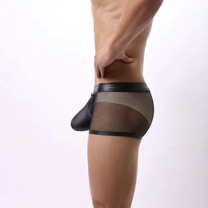 Sexy Breathable Men's Boxers / Mesh See-Through Underwear / Separatable Front Panties