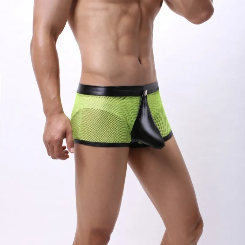 Sexy Breathable Men's Boxers / Mesh See-Through Underwear / Separatable Front Panties