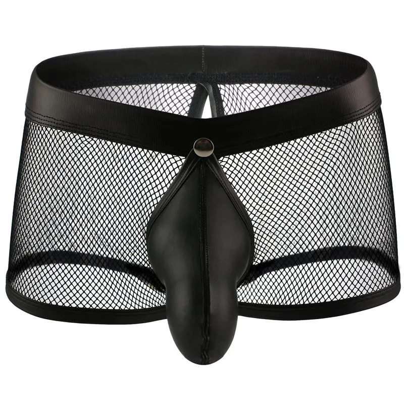 Sexy Breathable Men's Boxers / Mesh See-Through Underwear / Separatable Front Panties