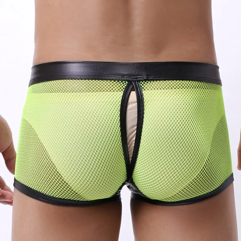Sexy Breathable Men's Boxers / Mesh See-Through Underwear / Separatable Front Panties