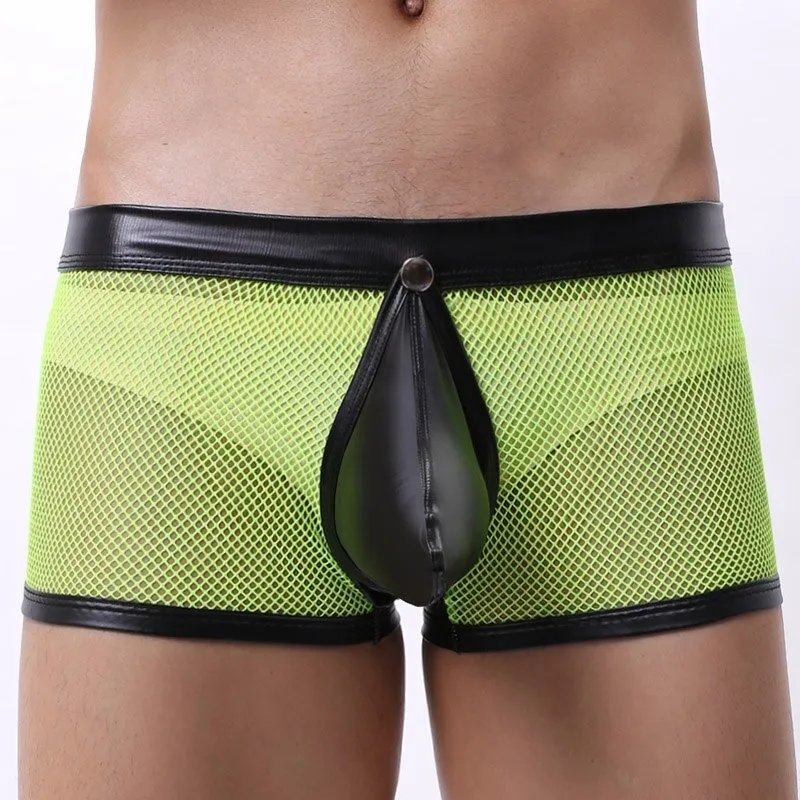 Sexy Breathable Men's Boxers / Mesh See-Through Underwear / Separatable Front Panties
