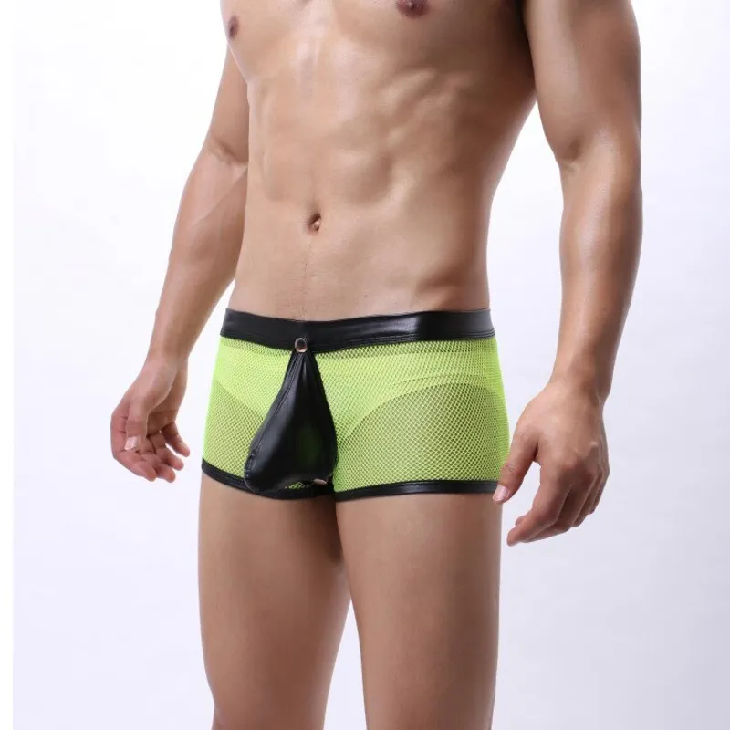 Sexy Breathable Men's Boxers / Mesh See-Through Underwear / Separatable Front Panties