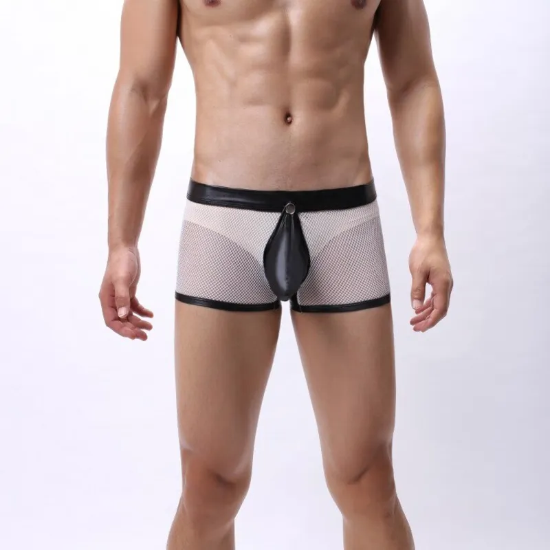 Sexy Breathable Men's Boxers / Mesh See-Through Underwear / Separatable Front Panties
