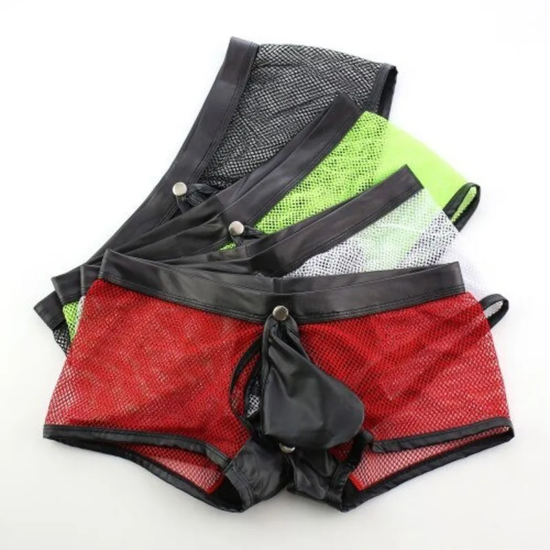 Sexy Breathable Men's Boxers / Mesh See-Through Underwear / Separatable Front Panties
