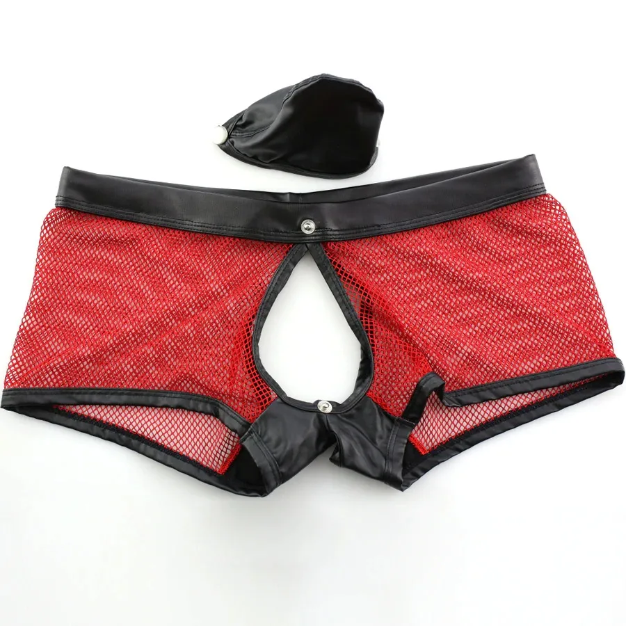 Sexy Breathable Men's Boxers / Mesh See-Through Underwear / Separatable Front Panties