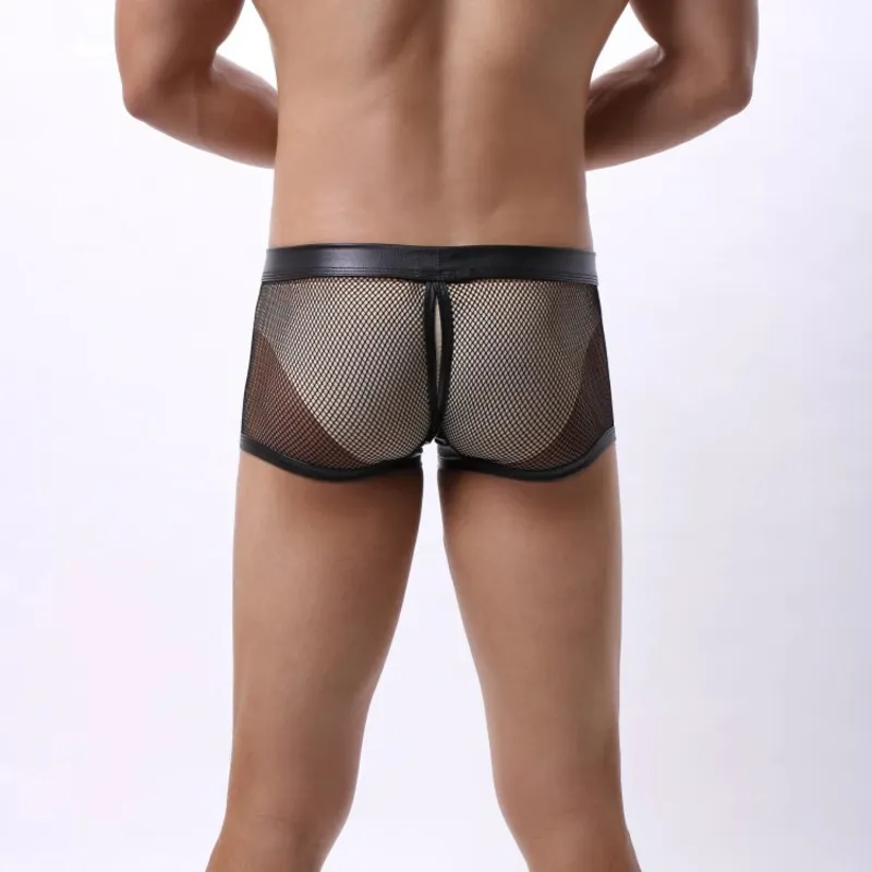 Sexy Breathable Men's Boxers / Mesh See-Through Underwear / Separatable Front Panties