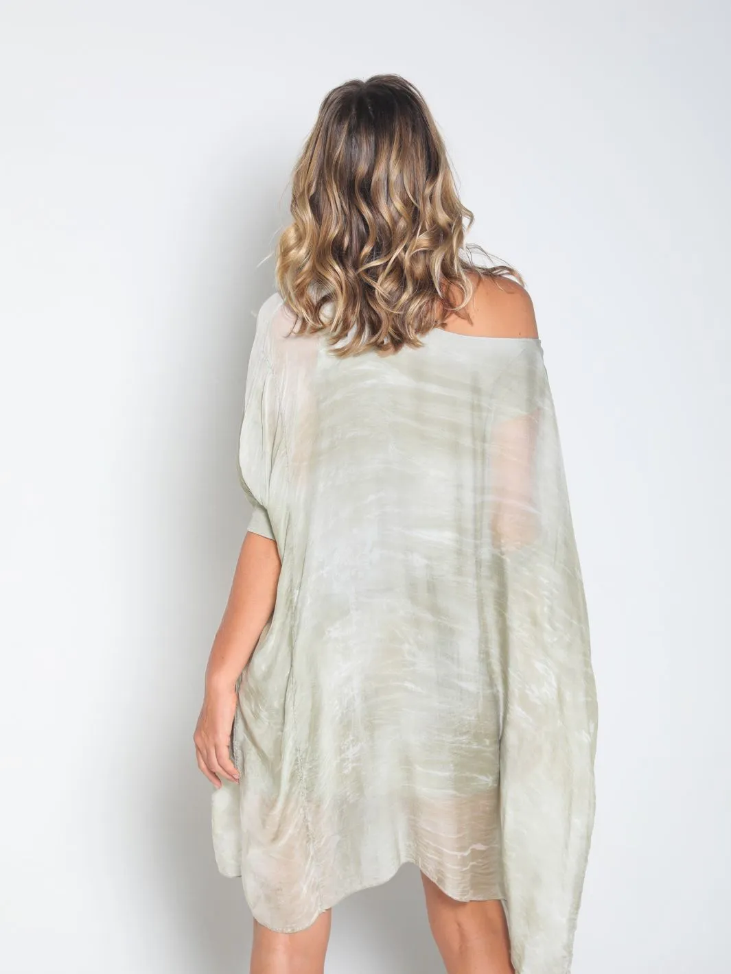 Silk Striped Batik With Sleeves - Blue