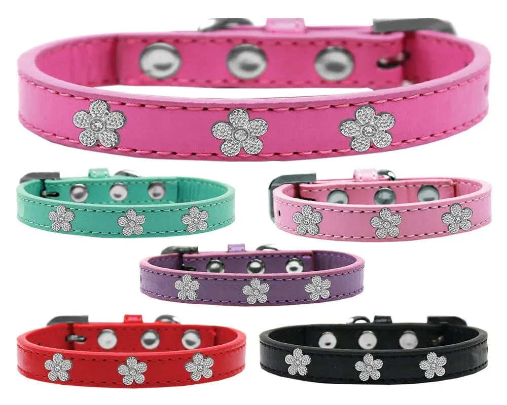 Silver Flower Dog Collar