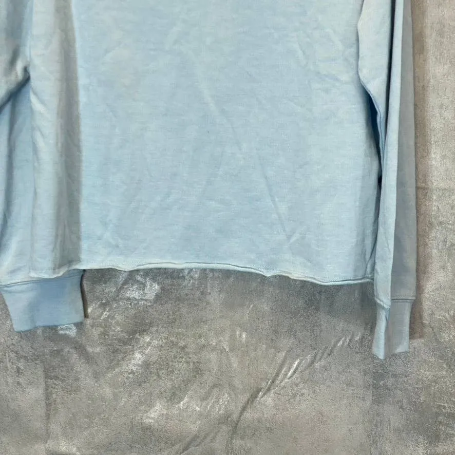SPLENDID Women's Light Blue Raw Edge Long Sleeve Pullover Cropped Crewneck Sweater SZ S