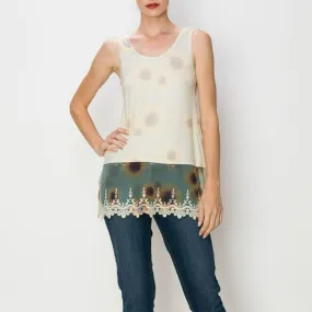 Tank Top W/ Lace Layer Print