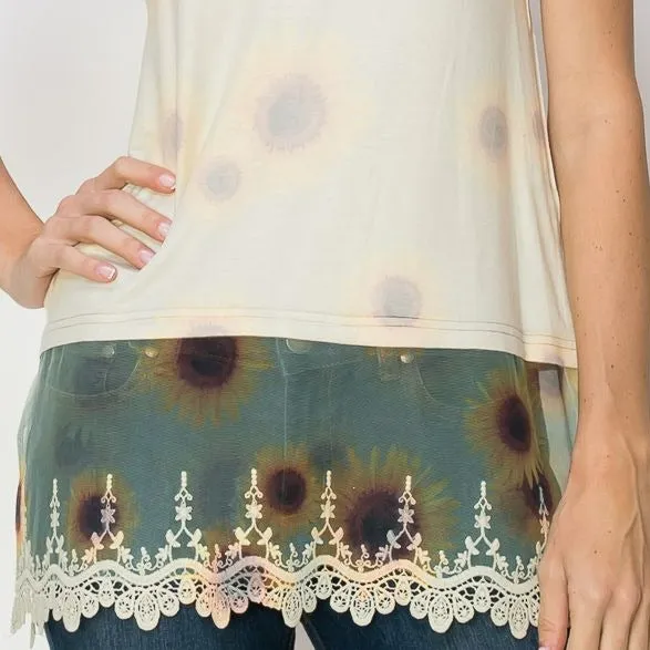Tank Top W/ Lace Layer Print