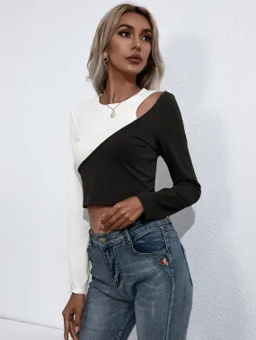 Two-tone Cutout Crop Top