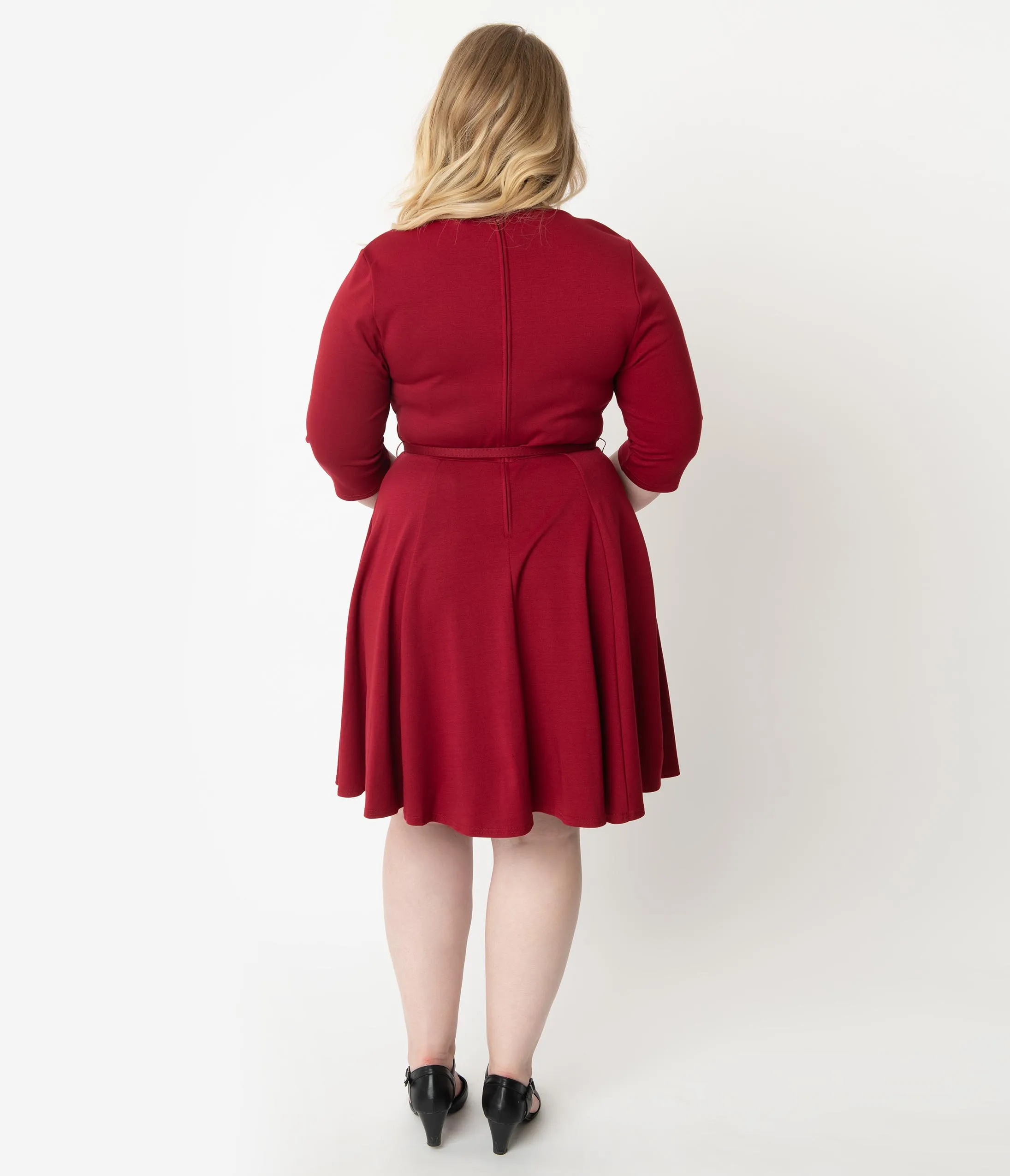 Unique Vintage Plus Size Merlot Red Stephanie Fit & Flare Dress