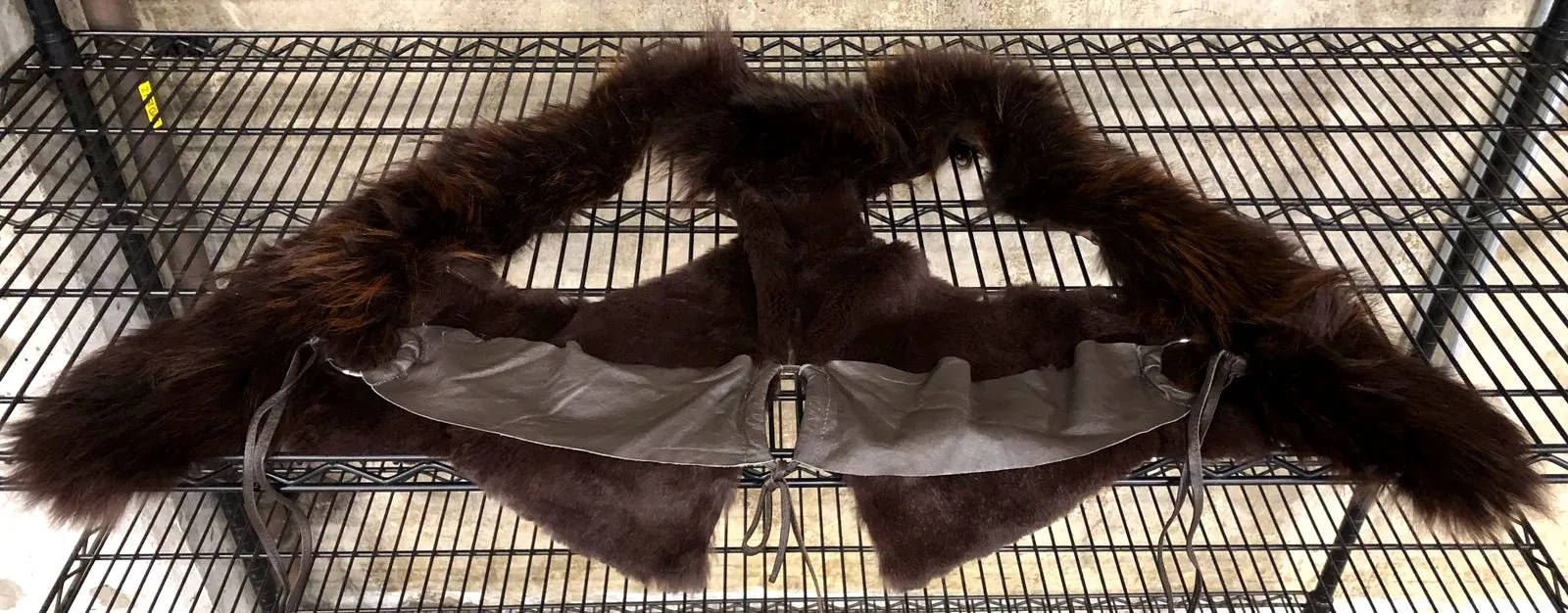 Vintage C/FAN Women's Brown Rabbit/Raccoon Fur Vest w/ Lambskin Leather Trim - S