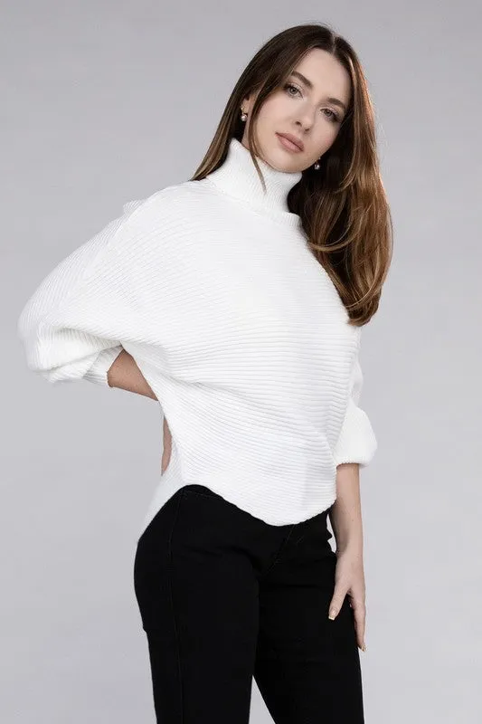 Viscose Dolman Sleeve Turtleneck Sweater - Zenana