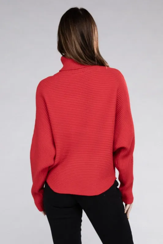 Viscose Dolman Sleeve Turtleneck Sweater - Zenana