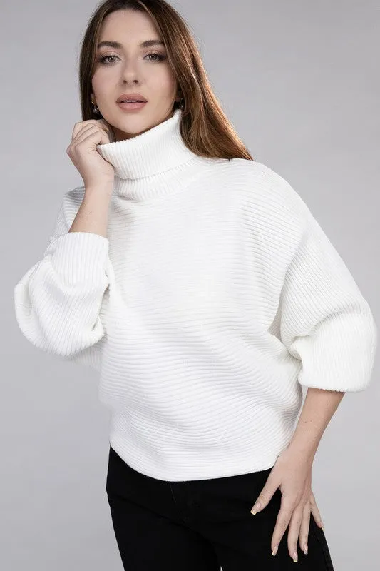 Viscose Dolman Sleeve Turtleneck Sweater - Zenana