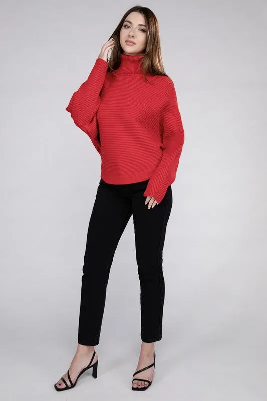 Viscose Dolman Sleeve Turtleneck Sweater - Zenana