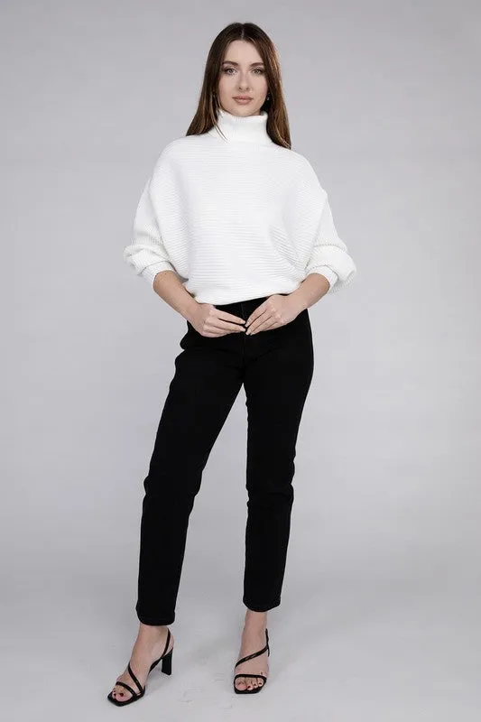 Viscose Dolman Sleeve Turtleneck Sweater - Zenana