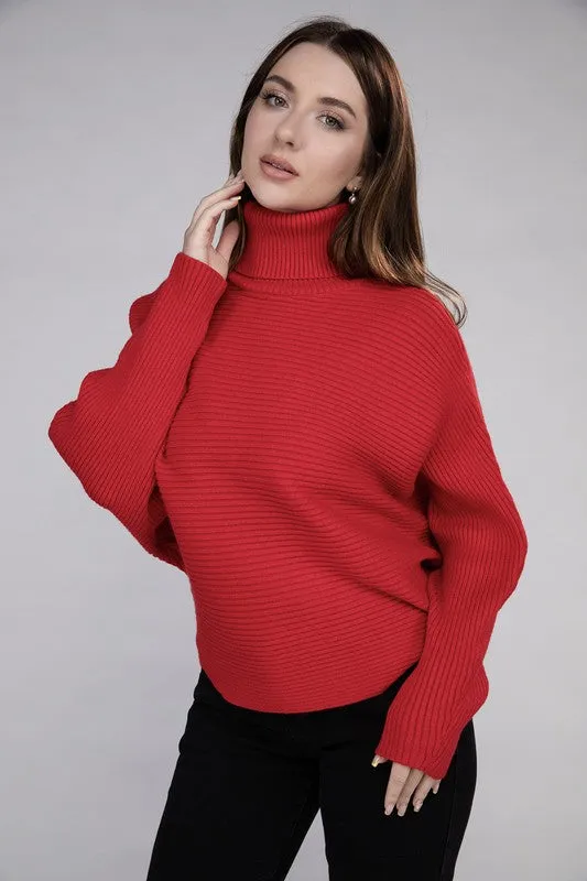 Viscose Dolman Sleeve Turtleneck Sweater - Zenana