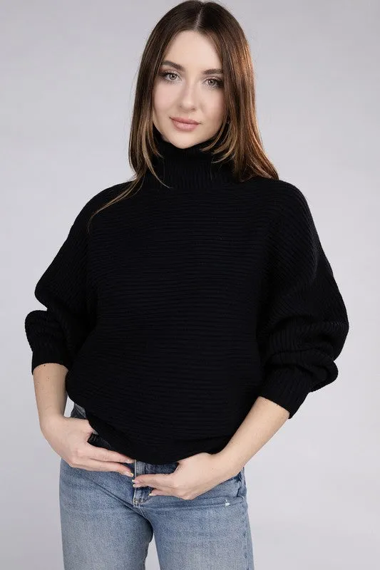 Viscose Dolman Sleeve Turtleneck Sweater - Zenana