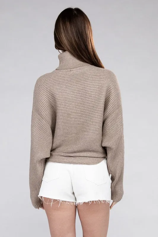 Viscose Dolman Sleeve Turtleneck Sweater - Zenana