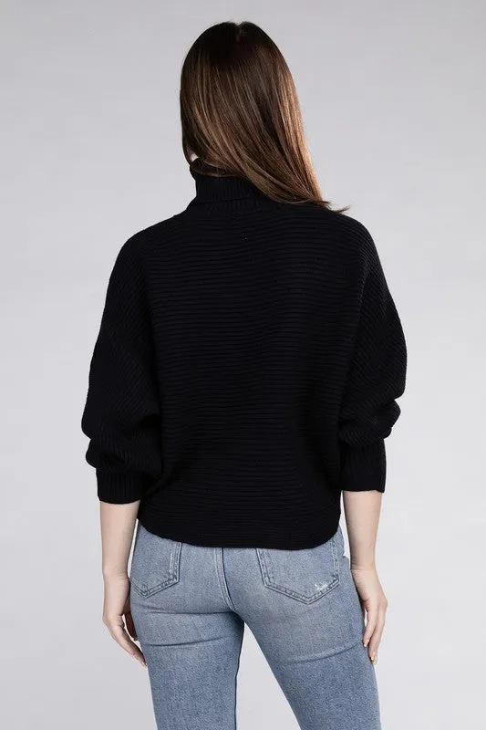 Viscose Dolman Sleeve Turtleneck Sweater - Zenana