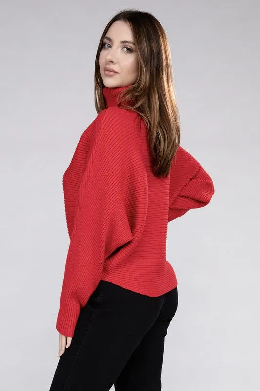 Viscose Dolman Sleeve Turtleneck Sweater - Zenana
