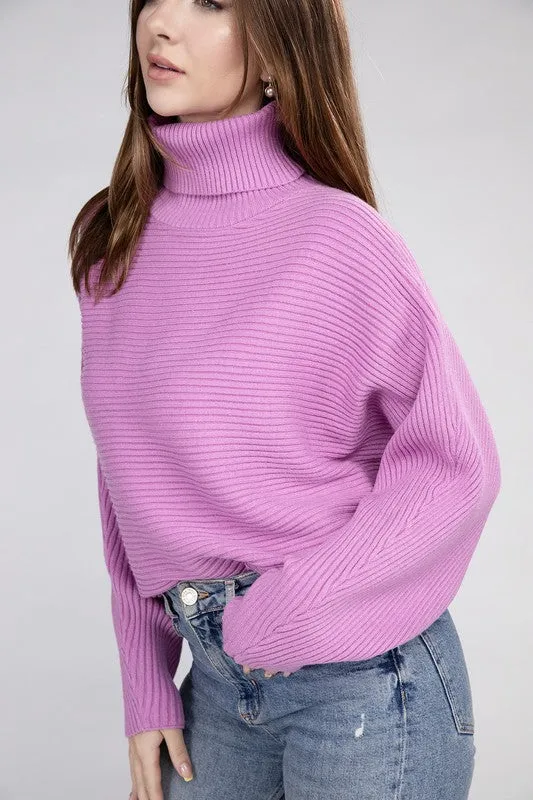 Viscose Dolman Sleeve Turtleneck Sweater - Zenana