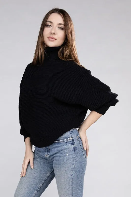 Viscose Dolman Sleeve Turtleneck Sweater - Zenana