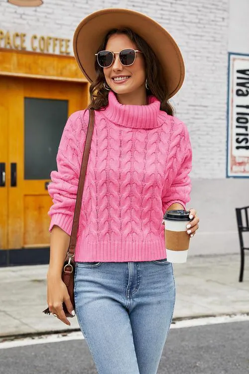 Winter Fashionista Turtleneck Cable Knit Sweater