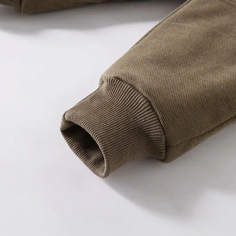 Winter Solid Kids Thick Warm Cargo Pant Boy Fleece Sweatpant 2 y Young Child Clothes Elastic Waist Jogger Casual Sporty Trousers