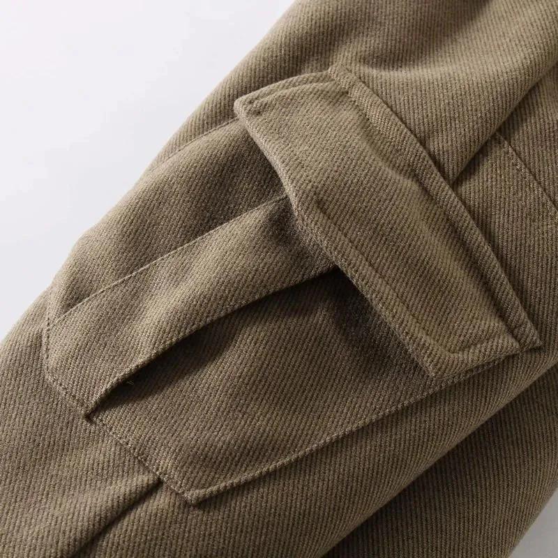 Winter Solid Kids Thick Warm Cargo Pant Boy Fleece Sweatpant 2 y Young Child Clothes Elastic Waist Jogger Casual Sporty Trousers