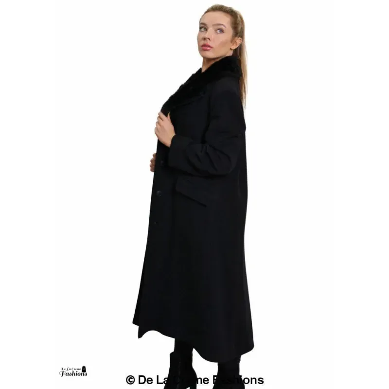 Women’s Oversized Faux Fur Collar Long Coat