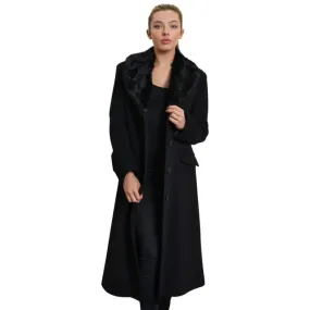Women’s Oversized Faux Fur Collar Long Coat