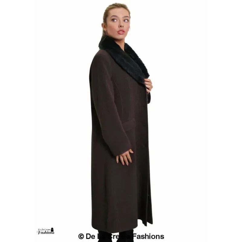 Women’s Oversized Faux Fur Collar Long Coat