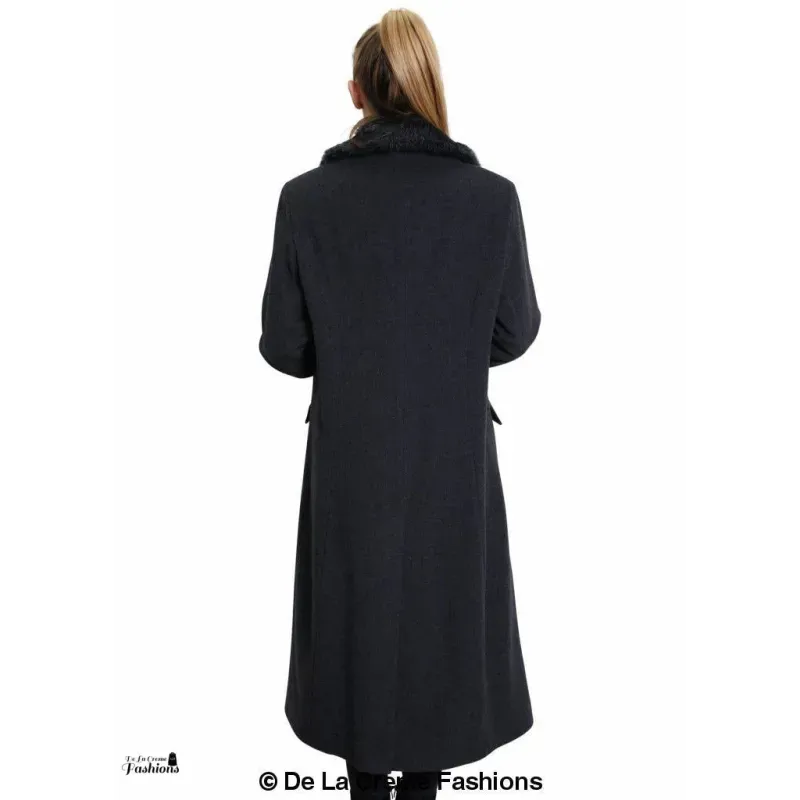 Women’s Oversized Faux Fur Collar Long Coat