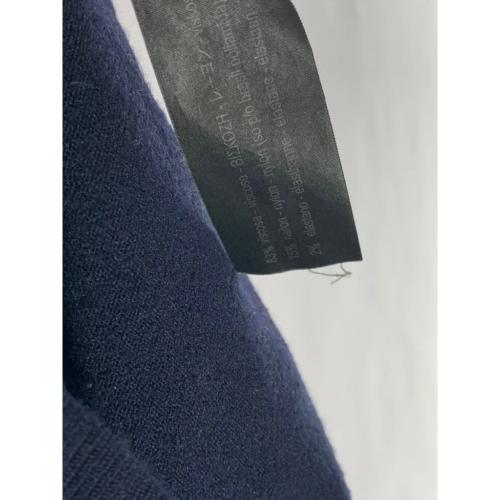 ZARA Knit Women’s Navy Crewneck Long Sleeve Pearl Pullover Sweater SZ S