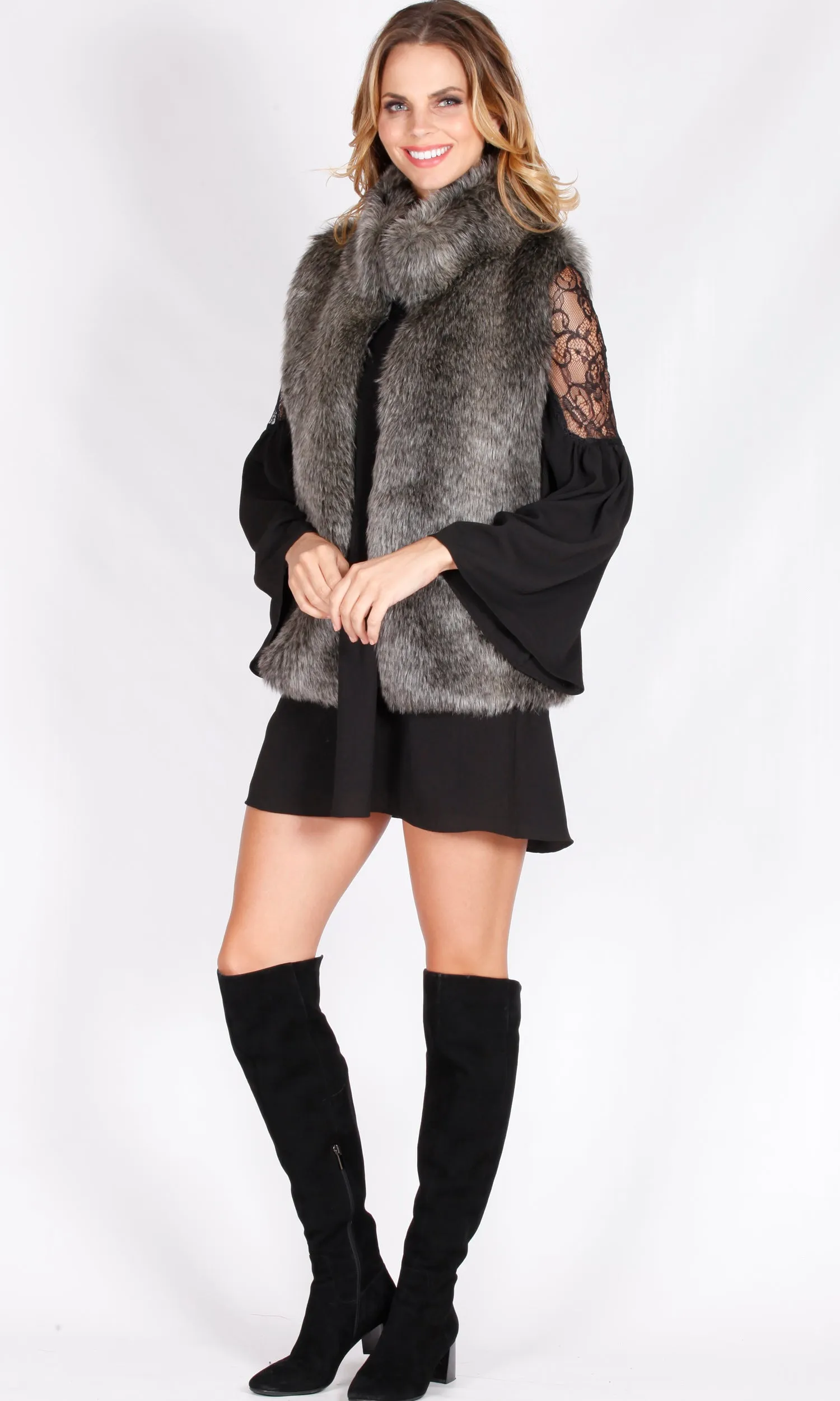 ZW169SS High Collar Faux Fur Vest (Pack)